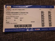 Crewe Alexandra V Lincoln City Football Ticket 2021/22