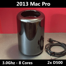 2013 Mac Pro 3.0GHz 8-Core Dual AMD D500 64GB RAM Apple 1TB PCIe SSD