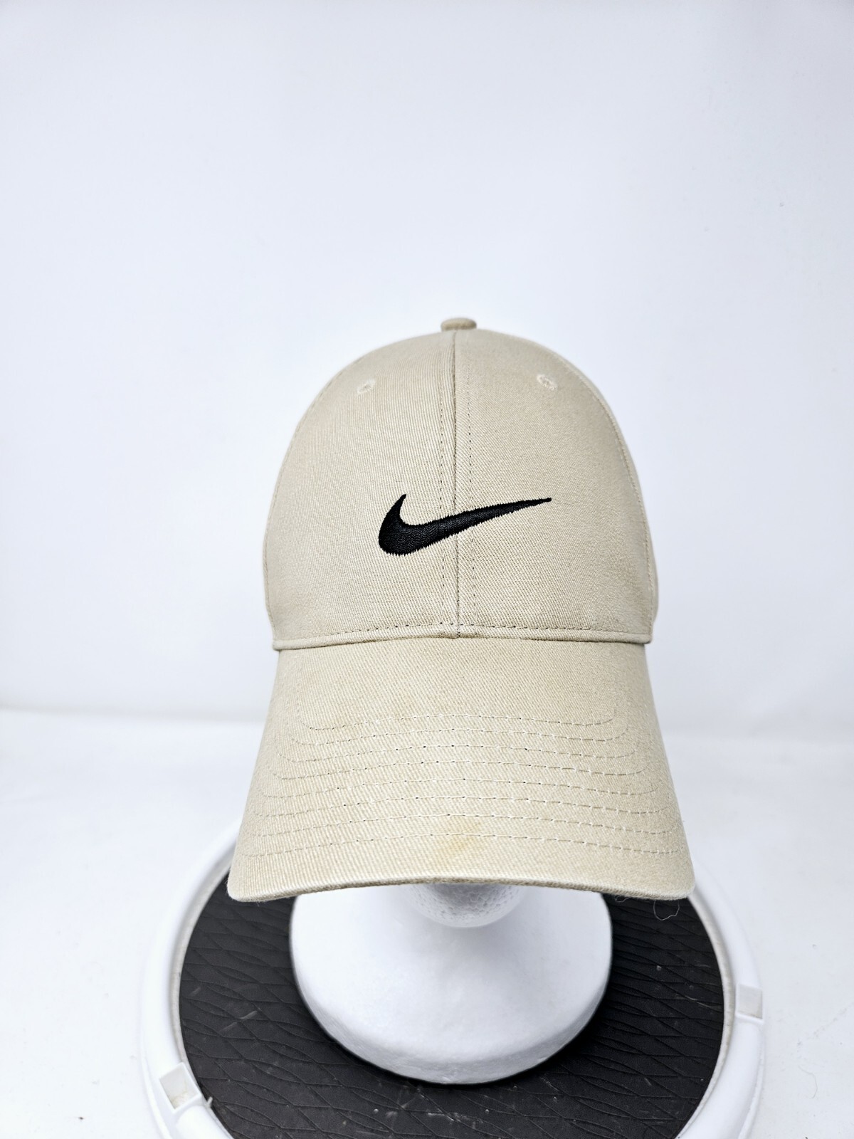 Vintage Tan Cream Nike Center Swoosh Hat Y2K Silver Tag FAST SHIPPING