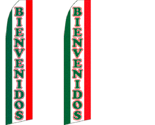 Bienvenidos (Red King Size Swooper Flag sign Pack of 2 (HARDWARE NO INCLUDED) - Imagen 1 de 1