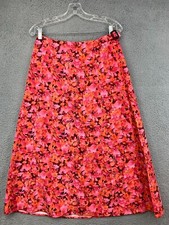 TALBOTS Sz 8 Orange/Pink Floral A-Line Long side Zipper Skirt Vintage