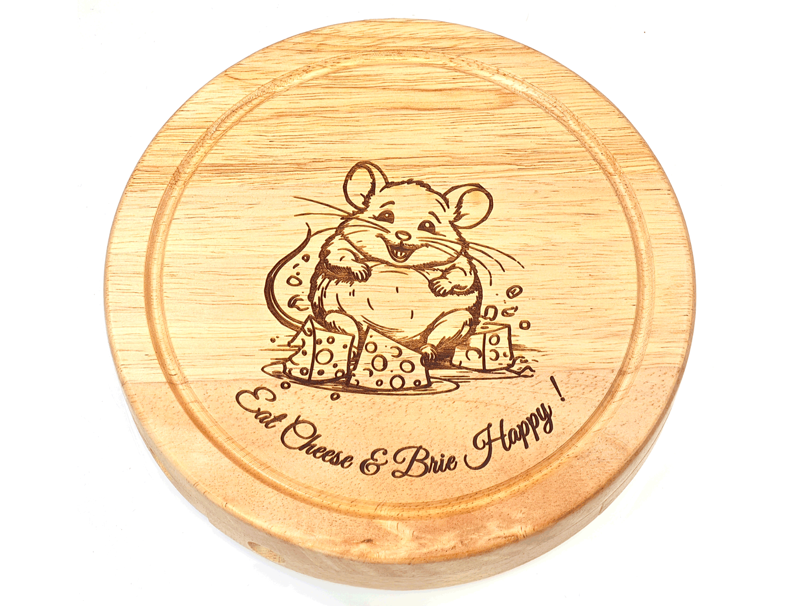 Wooden Cheese board | Eat cheese & Brie Happy | Add your headline