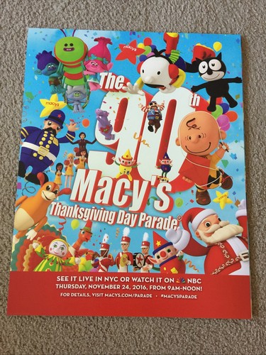 Macys 2016 Thanksgiving Day Parade Poster | Ebay