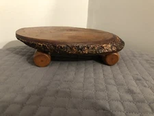 Vintage Carved Wood Display Stand Handmade Rings Natural Decor Bench Brown 1G