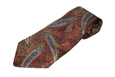 Vintage Metropolitan Museum Of Art Paisley Men’s Silk Neck Tie Red Gold Blue
