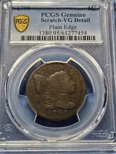 1795 Flowing Hair Large Cent 1c Plain Edge PCGS VG Details