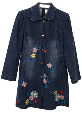 Embroidered Floral Demin Dress/Jacket NWOT, US Size 8, Made in Italy