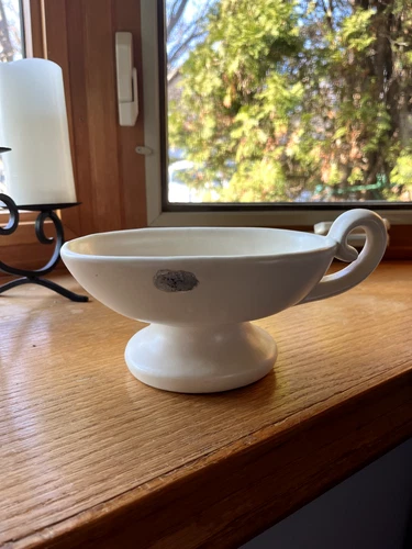 Haeger Matte White Square Candle Holder With Handle Good for All Decor