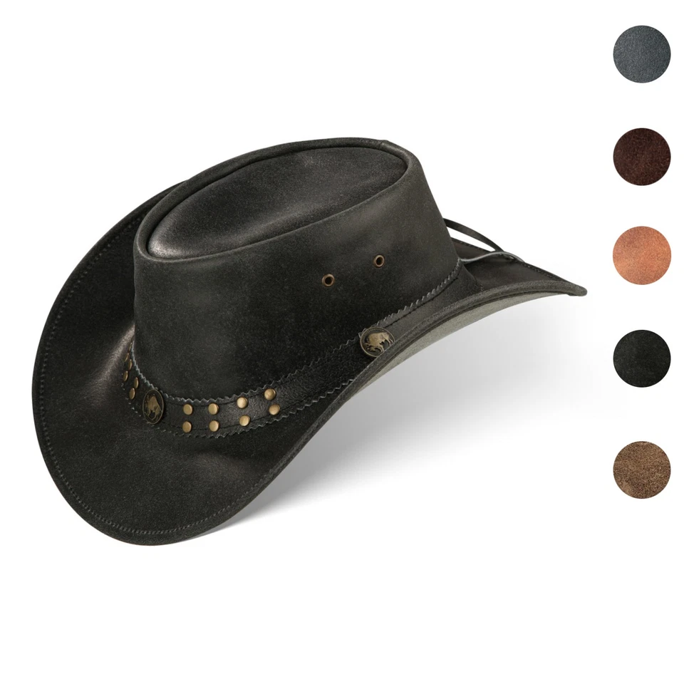 Western Cowboy Leder Busch Hut  Black Forest Fox Buffalo Bill Herren Damen - Bild 1 von 4