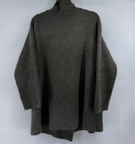 Soft Wool Blend Sweater Muted Sage Asymmetrical Draped Cardigan Size 1X Earthy - Picture 6 of 12