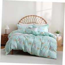 Printed Duvet Cover Set Size Queen Green Floral
