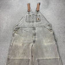 Carhartt Dungarees Adult 42x32 Grey Overalls Bib Duck Canvas Double Knee Men 