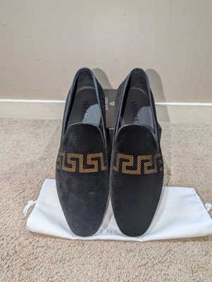 100% Authentic Versace men s velvet La Greca slip on loafers NEW ITL 43/US 10