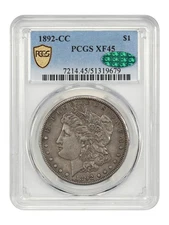 1892-CC $1 PCGS/CAC XF45 - Morgan Dollar - Popular, Scarce Carson City Morgan