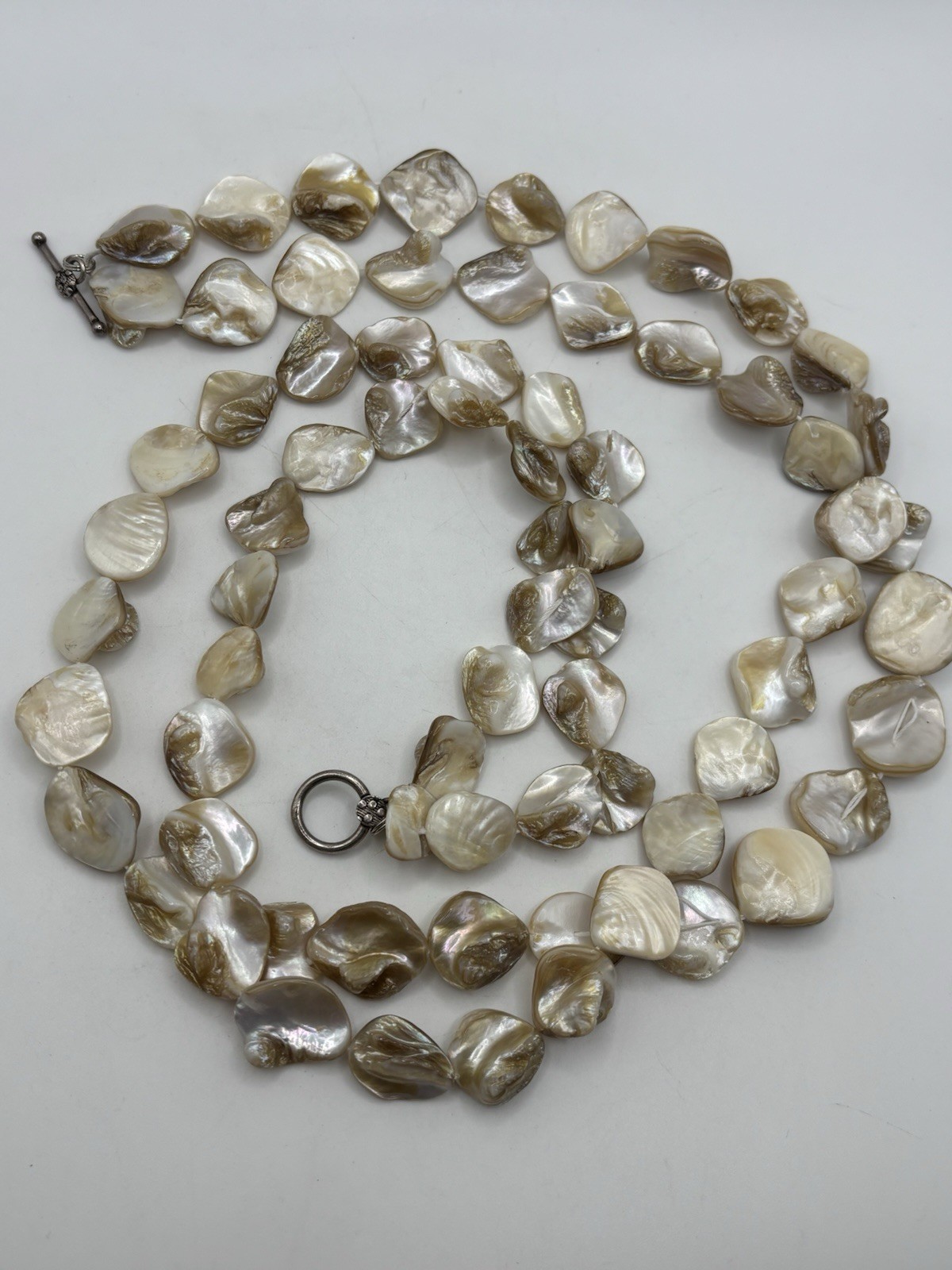 MOP Square Chunky Rustic 2 Layer Beaded Necklace … - image 3