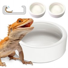 Worm Dish - Large 2 Pcs Reptile Food Water Bowl Lizard Gecko Ceramic Pet