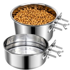 Large Dog Crate Water Bowl No Spill, 2 Pack Stainless Steel Dog Bowls for Foo...