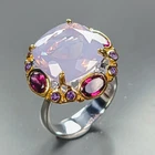 12 ct+ jewelry Natural Lavender Quartz Ring 925 Sterling Silver Size 8 /R474559