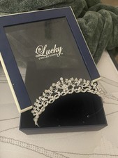 Lucky Collections Silver Crystal Tiara Crown Wedding Bridal / Quince era