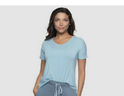 Felina Casual Comfort PJTOP ONLY Short Sleeve Top(BLUE FOG, MEDIUM ) NWOT