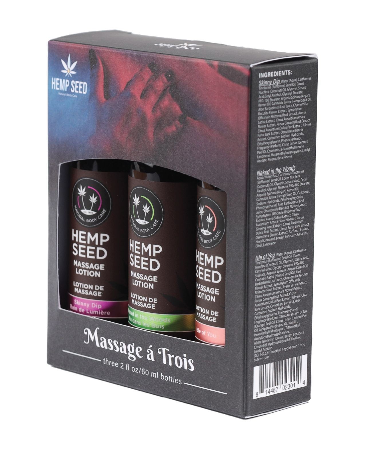 Earthly Body Hemp Seed Massage a Trois - 3 Bottle Massage Lotion Gift Set