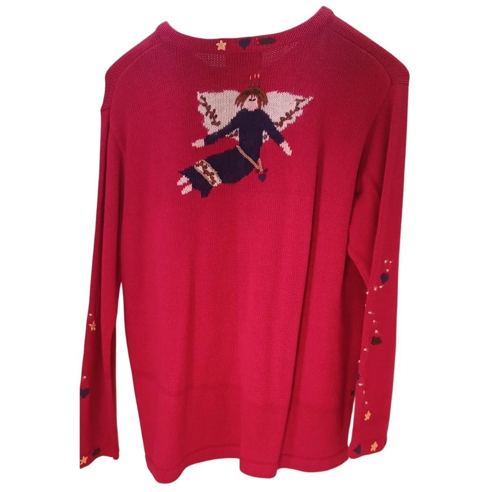 Quacker Factory "Believe In Angels" Christmas Cardigan Sweater 1X Plus Size - Image 4 of 4