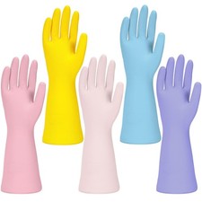Rubber Kitchen Dishwashing Gloves, 5 Pairs Eusable Cleaning Gloves For Washin...