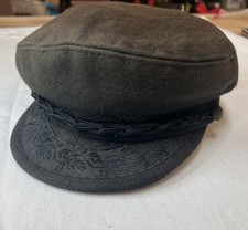 Genuine Vintage Greek Fisherman Greece Aegean Sea Brown Wool Blend Cap Hat