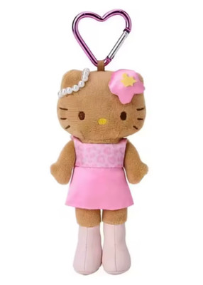 Sanrio Hello Kitty Long Legs Kawaii Dolls Black Pink Leopard Bag Charm Keychain