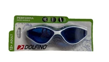Dolfino Adult Performa Goggles with Wide Angle View, White and Blue, Brand New!!