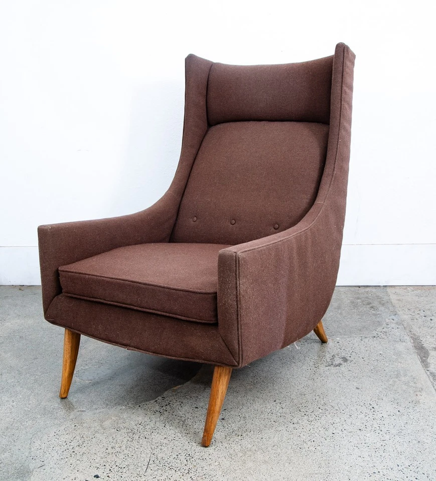Mid Century Modern Lounge Chair Kroehler Armchair Brown Ottoman Avant Mcm Arms - Image 3 of 4