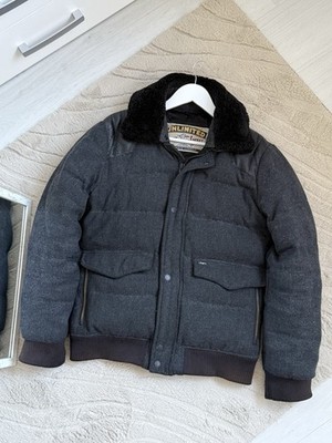 Vintage Chevignon Togs Unlimited Men s Leather Yoke Fur Trim Down Jacket  Size M