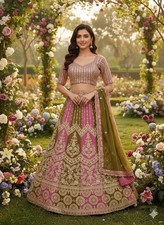 New Indian Look Faux Georgette Lehenga Choli With Dupatta For Women  Girls Wear