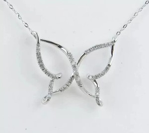 Authentic Women Butterfly Pendant 1Ct Round Cut Real Moissanite 14k White Gold Plated