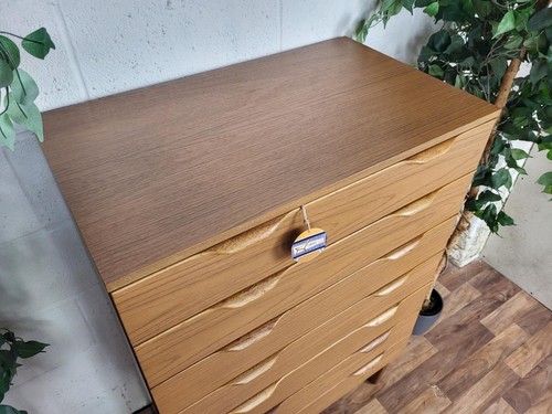 Vintage Mid-Century Europa Teak Tallboy Chest Of 7 Drawers Scandi Retro MCM - Picture 4 of 9