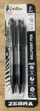 Zebra Pen F-402 Ballpoint Stainless Steel Retractable Pen Fine Point Black 2-Pk