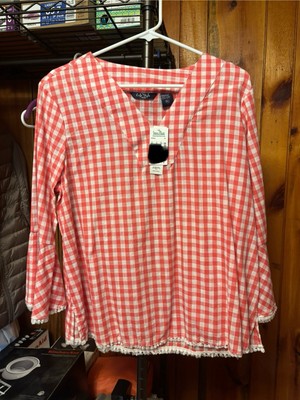 Life Style Women's Red And White Shirt