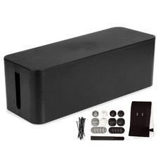 Large Cable Management Box, 16 x 6 x 5 in, Black Cord Organizer and Hider for...