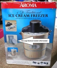 Aroma 4 Qt Ice Cream Yogurt Hand Crank Electric AIC204EM DESSERT MAKER