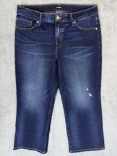 Express Jeans Womens 10 Short Blue Dark Wash Mid Rise 90s Ankle Boot Distressed