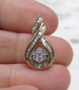 Authentic Diamond Gold Plated Sterling Silver Infinity / Teardrop Pendant ~ 2.2g ~ 14-A784