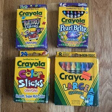 Vintage Crayola Crayons Lot of 4 boxes 1995-1998 Pearl Brite, Retro Colors Etc