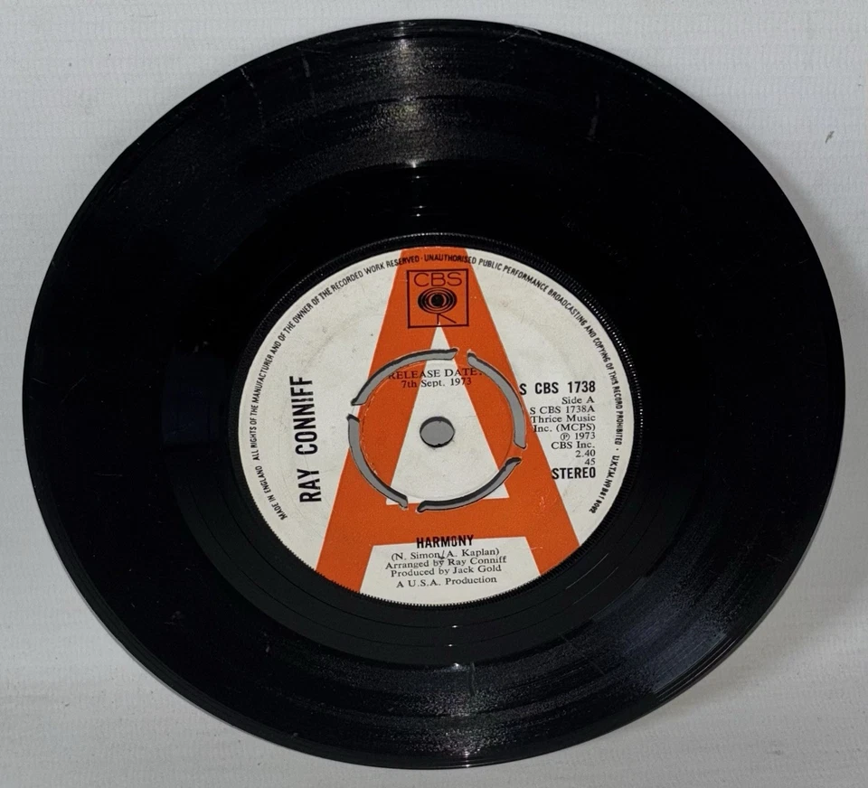 Ray Conniff – Harmony - 1973 Promo Vinyl 7" Single - S CBS 1738 - Image 2 of 3