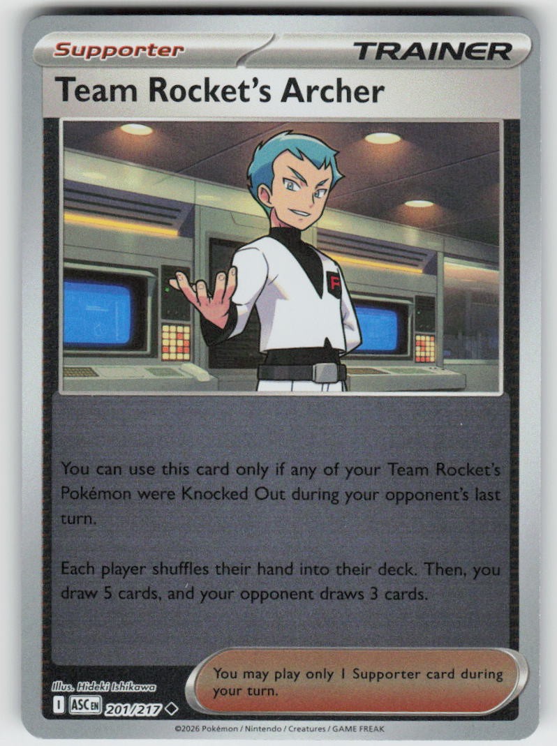 Team Rocket's Archer 201/217 Uncommon Ascended Heroes Pokemon Reverse Holo NM