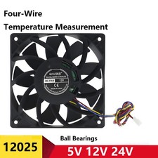 12025 4-Pin DC Brushless Cooling Fan 5V 12V 24V Ball Bearing Temperature Control