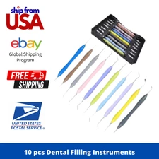 10 PC Composite Filling Restorative Dental Instruments Silicon Handle & Cassette