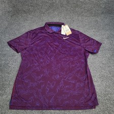 Nike Polo Shirt Mens Medium Bordeaux Purple Blue Tiger Woods TW Dri Fit ADV Golf