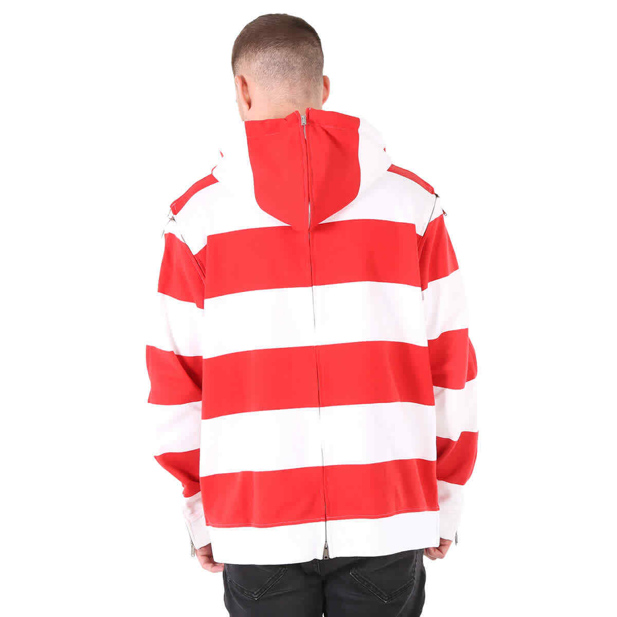 【BURBERRY】MW-FOR HOODIE◆8103513163735 Burberry Men's Red Zip Detail Striped Cotton Hoodie | eBay