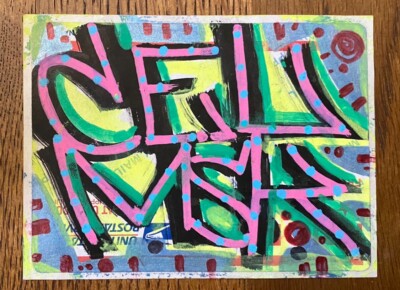 Cel MSK signierter handgezeichneter USPS Postaufkleber Graffiti Urban