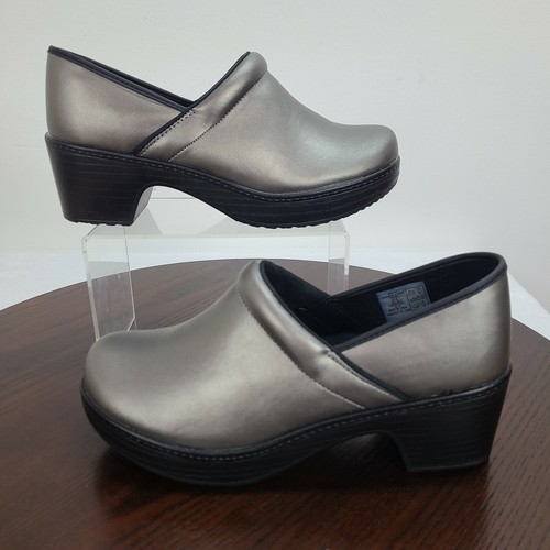 Lands End Clogs Women 8D Silver Slip On Comfort Shoes Casual Work Nurse Medical - Afbeelding 7 van 10